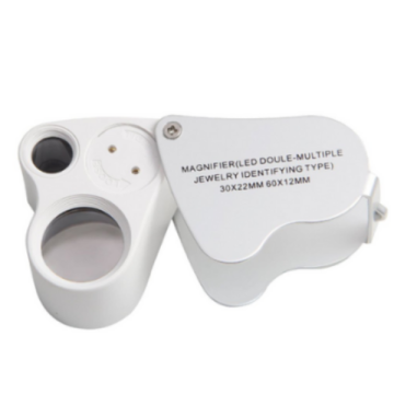 Forstørrelsesglas med dobbelt linse & LED-lys (30x 60x zoom)

