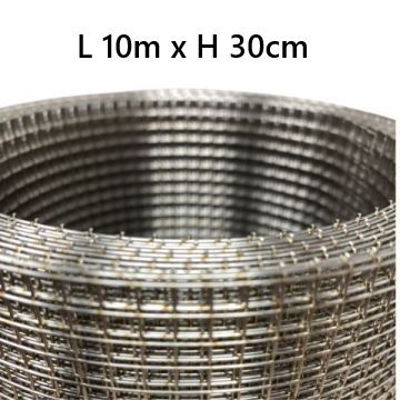 Rodent-proof net in welded stainless steel (AISI304) L 10m x H 30cm