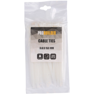 Kabelstrips 150 mm - hvid (100 stk.) | ProBuilder