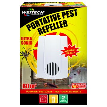 Ultraäänihiiren ja rottinkikarkottitimet paristoilla (60 m2)