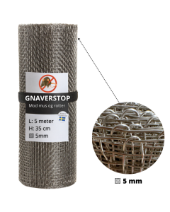 Gnaverstop-net i v&aelig;vet rustfrit st&aring;l (AISI304) L 5m x H 35cm