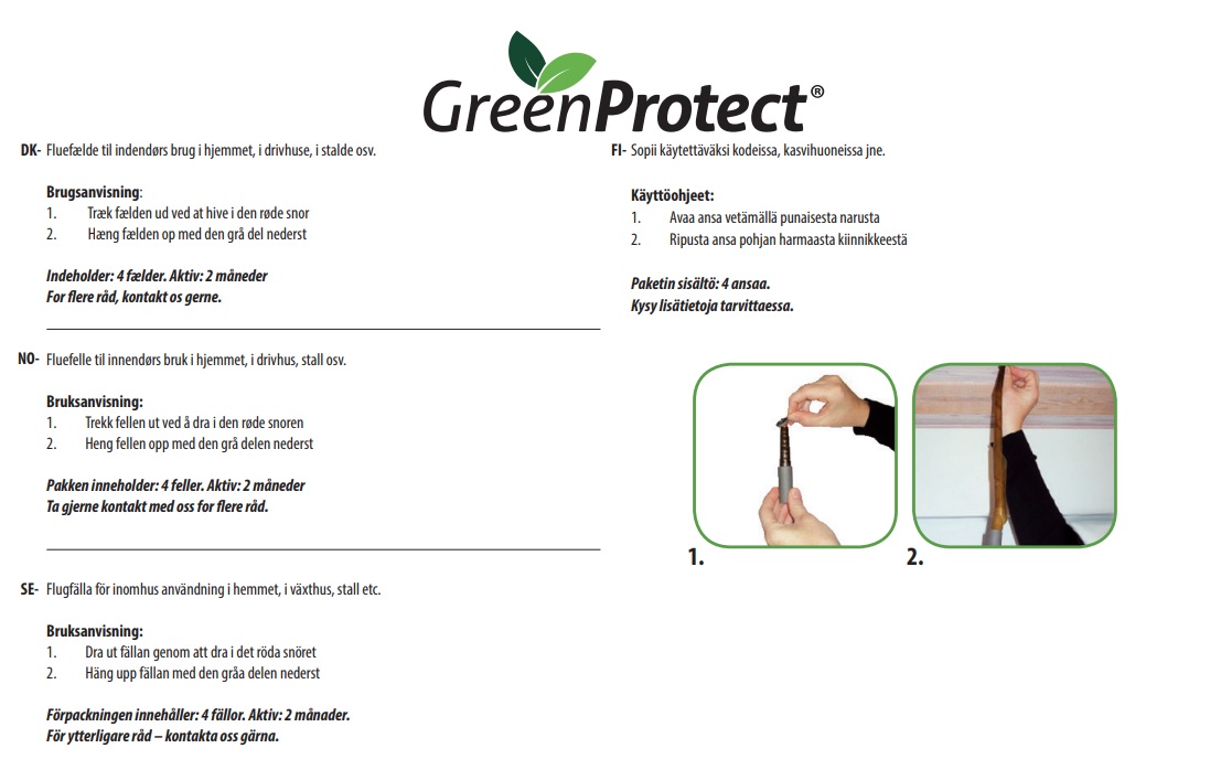 Brugsanvisning for Green Protect Fluespiral